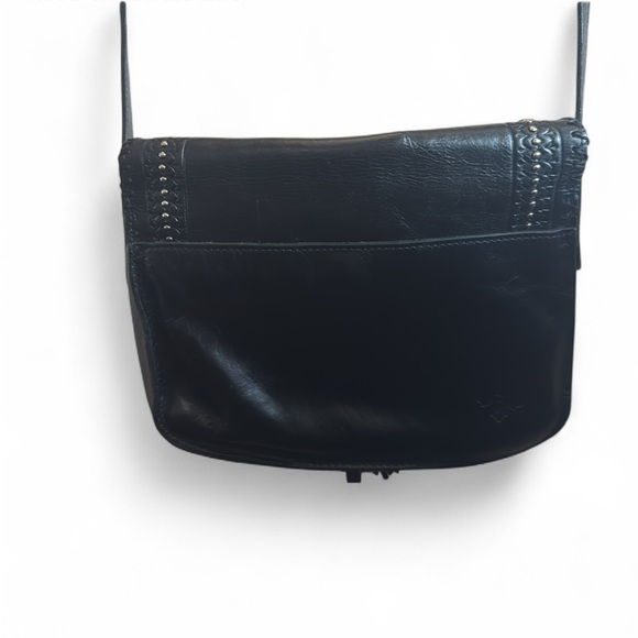 Patricia Nash Elegant Black Leather Crossbody Purse Fringe Western Bohemian Bag - Picture 2 of 8